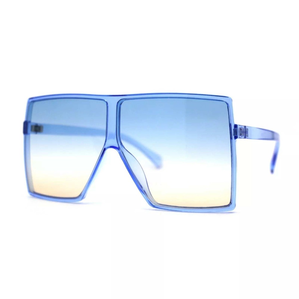 Oversized Square Sunglasses Women Fashion Trendy Blue Gradient Lens Party Beach